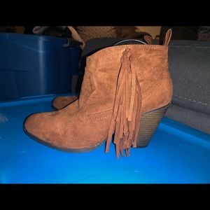 Brown fringe ankle boots